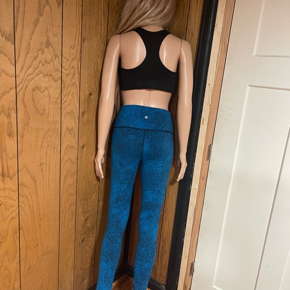 Lululemon" Wunder Under Pant III Luon Spray Jacquard shocking Blue Black - Picture 8 of 15